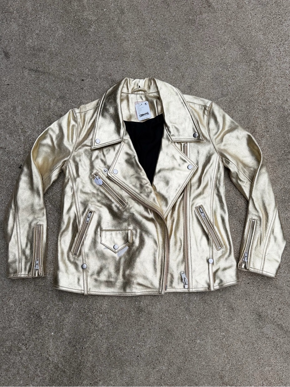 Free People XS 100% Leather Gold Jealously Jacket New with tags